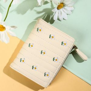 (Blanc) Mignon imprim&eacute; Floral porte-monnaie pour les Filles, Petit d&eacute;pliant en trois parties Esth&eacute;tique Portefeuille PU Cuir Portefeuille, la Tr&eacute;sorerie de Poche, porte-Carte, porte-monnaie, avec l'ID de la Fen&ecirc;tre - Neuf