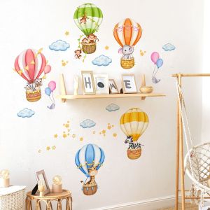 Sticker Mural Montgolfi&egrave;re Animal Chambre D'enfant Safari Jungle Filles Gar&ccedil;ons Chambre Ciel Nuages &Eacute;toile Color&eacute; Girafe Singe - Neuf