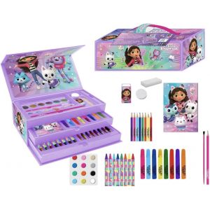 Kalanka-Coffret D'art Gabby's Dollhouse Avec Crayons, Crayons De Couleur, Marqueurs Et Aquarelles - Ensemble Créatif Complet Pour Enfants Avec Tiroirs De Rangement - Neuf