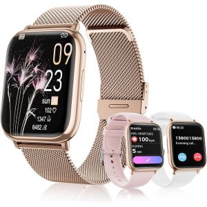 New Montre Connect&eacute;e Femme Avec Appel Bluetooth, 1,83"" Hd Watch Cycle Menstruel Spo2 Moniteur De Sommeil Sports Ip68 Cardiofr&eacute;quencem&egrave;tre Fitness Tracker Pour Ios Android Or Rose - Neuf
