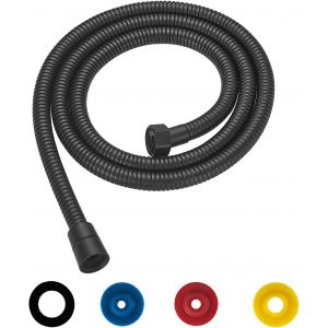 KGABERY-Flexible De Douche,Tuyau De Douche En Acier Inoxydable,Raccord Fileté Universel (G1/2"",1,5M),Anti-Torsion Et Anti-Pliure,Flexible Douchette Avec 4 Limiteur De Débit D'Eau,Noir - Neuf