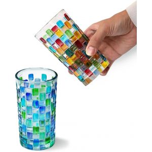 Lunettes Vintage Colorées. Set De 2 Verres À Eau Colorés (2 Couleurs). Whisky Haut Cylindre 300ml. Lunettes Multicolores Peintes À La Main De La Renaissance. - Neuf