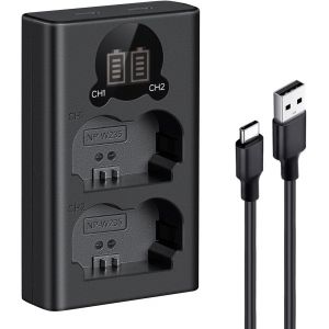 NP-W235 Batterie Chargeur avec Double Emplacement et écran LCD,Chargeur Micro USB et Type-C pour Fujifilm X-T5,X-T4,GFX 100S,X-H2S,GFX 50S II,VG-XT4 - Neuf