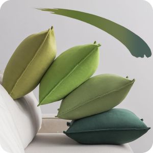 Cauc-Housse Coussin 45x45 Coussin Vert Lot De 4 Decoratives Housse De Coussin Fermeture Zip Cachée Velours Doux Pour Canapé Coussin Salon Maison Chambre Enfant - Neuf