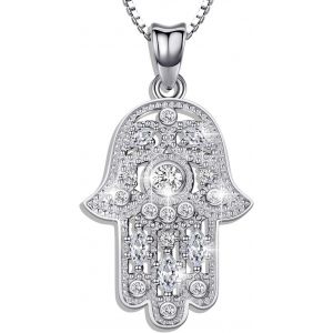 Collier Main De Fatma En Argent Sterling 925,Pendentif Main De Fatma Pour Femme,Hamsa Pendentif Vintage Evil Eye Charme De Lotus Sacr&eacute; Cadeaux Pour Petite Amie Femme Maman - Neuf