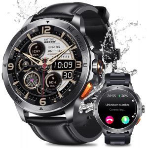 2025 Montre Connect&eacute;e Homme Avec Et/Hrv/Siri 1,43"" Amoled Smartwatch Avec Appel Bluetooth/24H Fr&eacute;quence Cardiaque Spo2/120 Sportifs/Ip68Etanche /Moniteur De Sommeil/Pour Android Ios - Neuf