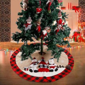 Jupe d'Arbre de no&euml;l en Vertu de l'Arbre de No&euml;l 3d Tapis de la Maison de l'Ornement Rouge de p&egrave;re No&euml;l Bonhomme de neige - Neuf