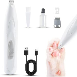 Tondeuse Chien Professionnelle, Tondeuse De Pattes De Chien Rechargeable Pour Animaux De Compagnie Avec Lumi&egrave;re Led Pour Ppattes D'animaux Domestiques, Yeux, Oreilles, Visage Et Croupe (Blanc) - Neuf