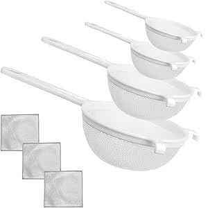 Kalanka-Set De 4 Egouttoir Rond En Nylon Passoires, Passoire &Agrave; Th&eacute; &Oslash; 8 Cm Passoire De Cuisine &Oslash; 10 Cm &Oslash; 14 Cm &Oslash; 18 Cm Blanc - Neuf