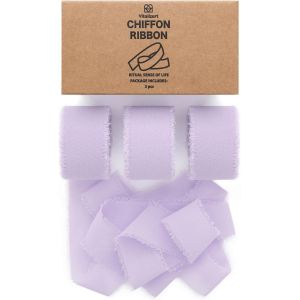 Ruban En Mousseline Lavande Violette 2,5 Cm X 19,2 M, Tissu À Franges Fait À La Main, Ruban En Tissu Pour Invitation De Mariage, Bouquet De Mariée, Décoration Et Emballage Cadeaux - Neuf