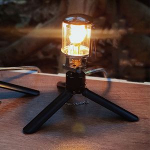 Mini Lanterne De Camping Lumineuse Portable, LumièRe à Gaz, Lampe De Tente De Pique-Nique De PêChe En Plein Air, Lampe En Verre Suspendue De Jardin De Maison Avec TréPied - Neuf