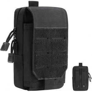 Sac Tactique Ceinture,Pochette Ceinture Tactique,Nylon Sacoche Ceinture,Pochette Molle EDC Gadget,pour Téléphone,Plein-Air,Randonnée,Alpinisme et Cyclisme (Noir) - Neuf