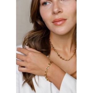Kalanka-18 K Or Cha&icirc;ne &Eacute;paisse Collier Cha&icirc;ne Ovale Ouverte Chian Collier Pour Les Femmes Minimaliste Couches Bijoux - Neuf