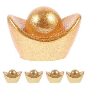 Maison De Poup&eacute;e Mini Lingot D'or Ornement D'or Maison De Poup&eacute;e Faire Semblant Jouer D&eacute;cor Ornements 5pcs - Neuf