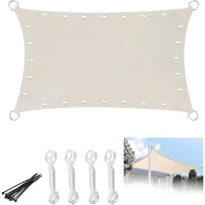 Ulteronixshop-Voile D'ombrage Pour Balcon, 3 X 4 M, Imperm&eacute;able, Protection Solaire, Rectangulaire, Avec ?illets Et Corde, Protection Uv, Couleur Cr&egrave;me, Tissu De Marquise, Pour Balcon, Jardin, Terras - Neuf