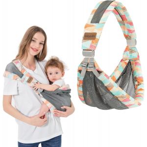Asas-Porte-Bébé Enveloppant Réglable Portable Echarpe De Portage Bebe Porte Bebe Naissance Porte-Bébé Réglable Écharpe De Portage Réglable Et Multifonctionnelle Pour Bebe De 3 À 36 Mois (Colorée) - Neuf