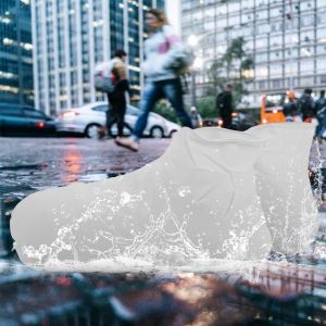 Couvre-Chaussures De Pluie Impermeables Et Antiderapantes Pour Moto Et Velo, Reutilisables (Blanc) - Neuf