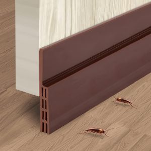 Calfeutrer Bas De Porte,Bande D'etanchéité En Silicone Souple Isolant Phonique Thermique Anti Bruit Poussière Stop À L'air Froid Anti Souris Fourmi Cafard Insectes (200x5 Cm,Marrón) - Neuf