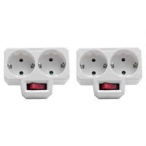 Adaptateur De Douille,Double Fiche Pour Prise,Double Prise Avec Interrupteur 3800W Pour Bureau,Maison Ou Voyage,Prise Eu (Paquet De 2) - Neuf