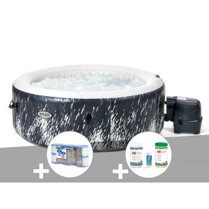 Kit spa gonflable Intex PureSpa Galaxie rond Bulles avec LED 4 places + 6 filtres + Kit de traitement brome - Neuf