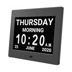 R&eacute;veil calendrier num&eacute;rique avec &eacute;cran 8 pouces pour les personnes &acirc;g&eacute;es et les personnes atteintes de d&eacute;mence - Neuf
