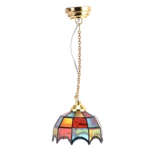 Lustre Colore Pour Maison De Poupee 1:12, Exquis Plafonnier Miniature A Led Decoratif - Neuf