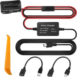 C&acirc;ble D'Alimentation Obd Obd2 Pour Cam&eacute;ra Embarqu&eacute;e Mini Usb/Micro Usb/Type C 16 Broches Obdii Step Down Hardwire Kit De Chargeur 12 V 24 V Vers 5 V 2 A Avec Interrupteur Bouton Convertisseur - Neuf