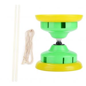 3 Roulement Diabolo en plastique avec des b&acirc;tons String jonglage Jouet Yoyo chinois (vert) - Neuf