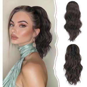 Court Ondulée Extension De Queue De Cheval Pince 35cm Queue De Cheval Extension Synthétiques Postiche Pince À Griffe Bouclés Cheveux Queue De Cheval D'aspect Naturel Pour Femme,Blond - Neuf