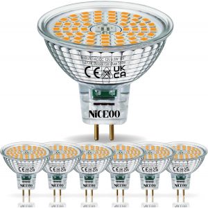 Tianyi-6,5w Ampoule Led Gu5.3 &Eacute;quivalent &Agrave; 50w Halog&egrave;ne, Mr16 Blanc Chaud 2700k, 615 Lumen, Ac/Dc 12 V, Ampoule &Agrave; R&eacute;flecteur Sans Scintillement, 120&deg; Larges Faisceaux, Non Dimmable, Lot De 6 - Neuf