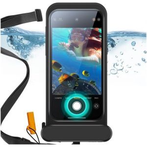 KAL-Pochette Etanche Pour Iphone 15 Pro Max/14 Pro Max, Sensibilité Tactile Sous-Marine, Coque Flottante Etanche Ipx8 Avec Lanière, Sac Sec Pour Plongée En Apnée, Noir - Neuf