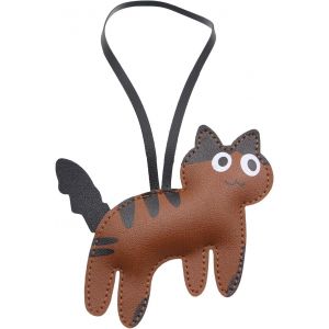 Kal-Porte-Clés En Cuir Avec Pendentif De Sac En Forme De Chat, Porte-Bonheur, Décoration De Chat, Cadeau Pour Chat - Neuf