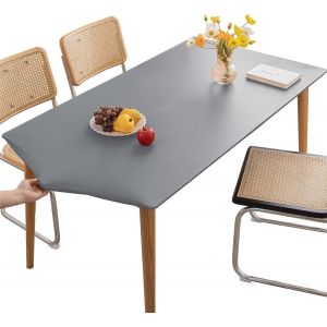 Sjzg-Nappe De Table Lavable, Imperm&eacute;able Et &Eacute;lastique, En Vinyle Ajust&eacute;, Rectangulaire, Pour Cuisine, Int&eacute;rieur, Ext&eacute;rieur, Pique-Nique, Camping, Gris, 70 X 120 Cm - Neuf