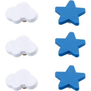 Lot De 6 Boutons De Tiroir En Caoutchouc Souple (Étoile + Nuage) En Forme De Dessin Animé Pour Enfants, Filles, Garçons, Placard, Jouets, Bibliothèque - Neuf