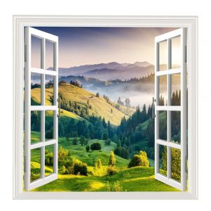 HJLIAN Tapisserie murale boheme a motif de montagne et d'herbe verte (150 x 150 cm) - Neuf