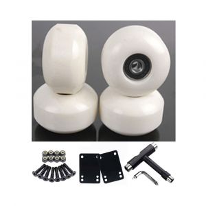 Pieces (White) Skateboard Wheels 52mm 95a, Pu Resilience 80% Replacement Casters With Abec-9 608 Rs Ball Bearings For Skateboard Skateboard Roller Quad Skates - Neuf