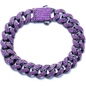 Trahoo-Chaîne Cubain Diamant Homme,14/20mm Plaqué Or Véritable 18 Carats/Platine Or Blanc Collier Ras Du Cou Bracelet,Diamants De Laboratoire Incrusté Fabrication Artisanal,Avec Boîte-Cadeau - Neuf