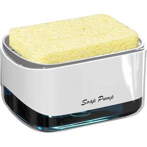 KAL-Distributeur De Savon Liquide Avec Porte-Éponge 2 En 1,Distributeur Liquide Vaisselle,Distributeur De Pompe À Main En Plastique Pour Évier De Cuisine - Neuf