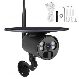 Camera de surveillance WiFi 1080P a energie solaire, double source lumineuse, vision nocturne, etanche IP66 - Neuf