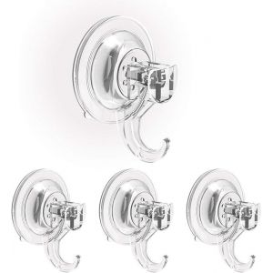Lot de 4 Crochet Ventouse Murale Salle de Bain Porte Serviette à Ventouse Crochets Ustensile de Cuisine Douche Fenêtre Verre Carreau Key Manteau Torchon Cintre Entrée Plastique - Neuf