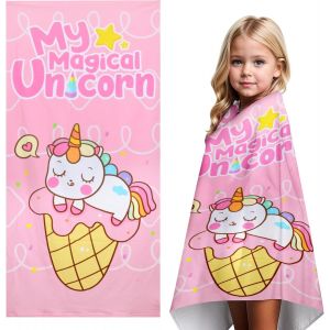 Kal-Serviette De Plage Licorne, 70 X 150cm Serviette De Bain S&eacute;chage Rapide, Ultra Absorbant Doux Couverture De Plage Piscine Voyage Natation Camping Serviettes Pour Filles Enfants - Neuf