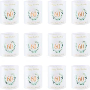 KALANKA-12 Pièces Photophores Décoratifs de Table pour 60 Ans, Décoration de Table Happy Birthday, Décoration Table Anniversaire 60 Ans Homme Femme, Convient pour Bougies Chauffe-Plat - Neuf