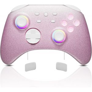 Rose Dégradé Manette Sans Fil Pour Nintendo Switch/Lite/Oled Avec Joystick Optique Rvb, Compatible Avec Switch/Pc/Android/Ios/Steam Deck Multiplateforme Avec Macro/Réveil/Turbo/Vibration - Neuf