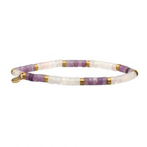 Bracelet Perles Heishi 4 Mm Pierre D'am&eacute;thyste Quartz Rose - Neuf