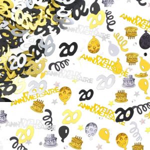 700pcs Confettis Anniversaire Decoration Table 20 ans Anniversaire Deco Confettis de Table - Dore,Argente,Noir Confettis en Joyeux Anniversaire et d'autre dessin chic (20 ans) - Neuf