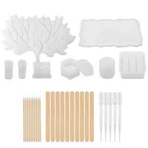 Moules En Résine 34 Pièces Moules En Silicone Pour Résine,Moules En Résine Époxy Kit De Moules De Boîte Avec Barre De Suspension De Cerf, - Neuf