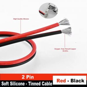 Câble En Silicone Rouge Et Noir Super Doux À 2 Broches,28awg 26awg 24 22 20 18 16 14 12awg 10awg 8awg,Fil De Cuivre Étamé Haute Température-10 Awg-2pins Silicone Wire - Neuf