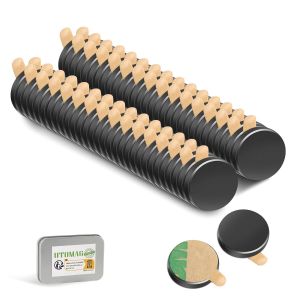 KALANKA-60 Pi&egrave;ces Aimants Autocollants 8x1mm - Petits Aimants Noir Adh&eacute;sifs Ronds Magn&eacute;tiques en N&eacute;odyme Puissant pour R&eacute;frig&eacute;rateur, Cuisine, Artisanat, Bricolage et Photos - Neuf