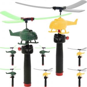 8pcs bricolage tirer corde avion volant jouets avion vertiplan jouet cr&eacute;atif dr&ocirc;le volant jouet - Neuf