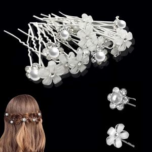Meimie-20 Pièces Épingle À Cheveux De Marriage En Strass, Pince A Cheveux En Forme De U,Cristal De Fleurs Forme,Accessoire Bijoux Pour Le Style De Bijoux De Mariée De Mariage Pour Marriage Soirée - Neuf